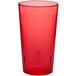 A close-up of a red plastic Choice pebbled tumbler.
