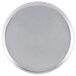 An American Metalcraft heavy weight aluminum round silver pizza pan with tapered edges.