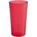 A red Choice plastic tumbler with a pebbled texture.