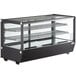 An Avantco black refrigerated countertop bakery display case with glass doors and shelves.