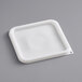 A white square polypropylene lid for a food storage container.