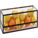 A black rectangular Cal-Mil presentation case with lemons and oranges in it.