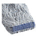 A Rubbermaid wet mop with blue and white stripes.