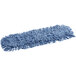 A Rubbermaid blue dust mop with a long handle.