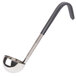 A Vollrath stainless steel ladle with a short black Kool-Touch handle.