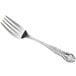 An Acopa Capulet stainless steel salad/dessert fork with a design on the handle.