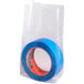 A roll of blue tape in a clear Choice plastic bag.