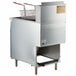 An Avantco stainless steel floor gas fryer with two baskets.