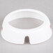 A white plastic Tablecraft collar with maroon lettering.