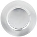A Vollrath stainless steel plate with a circular edge.