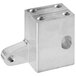 A stainless steel VacPak-It lid hinge bracket with two holes.