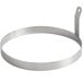 A stainless steel metal ring with a handle.