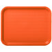 An orange plastic Carlisle fast food tray with a grid pattern.