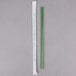 A green Eco-Products wrapped straw next to a white plastic wrapped straw.