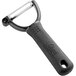 A black and silver metal Choice "Y" peeler with a black handle.