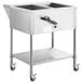 An Avantco stainless steel food warmer on a mobile cart with an undershelf.