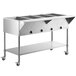 An Avantco stainless steel mobile electric steam table with an undershelf.