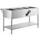 An Avantco stainless steel electric steam table on a counter with an undershelf.