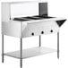 An Avantco stainless steel electric steam table with an undershelf and sneeze guard on a counter.
