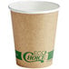 An EcoChoice brown and white paper hot cup with green text.