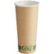 A brown EcoChoice paper hot cup with green text.