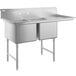 A Regency stainless steel commercial sink with two compartments and a drainboard.