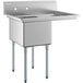 A Regency stainless steel commercial sink with a right drainboard and two galvanized steel legs.