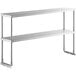 A silver metal ServIt double overshelf with two shelves.