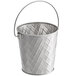 A silver metal Tablecraft lattice serving pail with a handle.