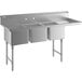 A Regency stainless steel 3 compartment sink with right drainboard.