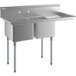 A Regency stainless steel sink with two compartments and a right drainboard.