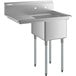 A Regency stainless steel commercial sink with galvanized steel legs and a left drainboard.