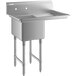 A Regency stainless steel commercial sink with a right drainboard and legs.