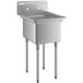A Regency stainless steel sink with galvanized steel legs.