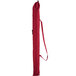 A red Lancaster Table & Seating push lift umbrella with a steel pole.