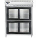 A Continental Refrigerator reach-in refrigerator with extra wide shallow depth and glass half sliding doors.