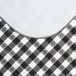 A black and white checkered Choice vinyl table cover with a white border.