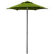A Lancaster Table & Seating moss green umbrella on a pole.