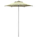 A close up of a beige Lancaster Table & Seating umbrella with a pole.