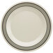 A white GET Diamond Cambridge melamine plate with a black rim.