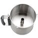A silver metal container with a handle, a stainless steel mixing bowl for a Robot Coupe 27342.
