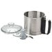 A stainless steel Robot Coupe cutter bowl kit with a lid.