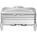 An Acopa stainless steel chafer with a glass lid and silver accents.