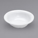An American Metalcraft Jane Collection white melamine bowl with a narrow rim on a gray background.