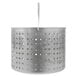 A silver metal basket with holes.