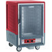 A red and silver Metro C5 heated holding cabinet with clear door.