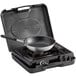 A black Choice portable stove with a frying pan on it.