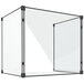 A clear PVC rectangular cubicle with black metal rods.