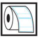 A white roll of blank scale labels with a blue line on the packaging.