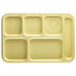 A yellow tray with six compartments.